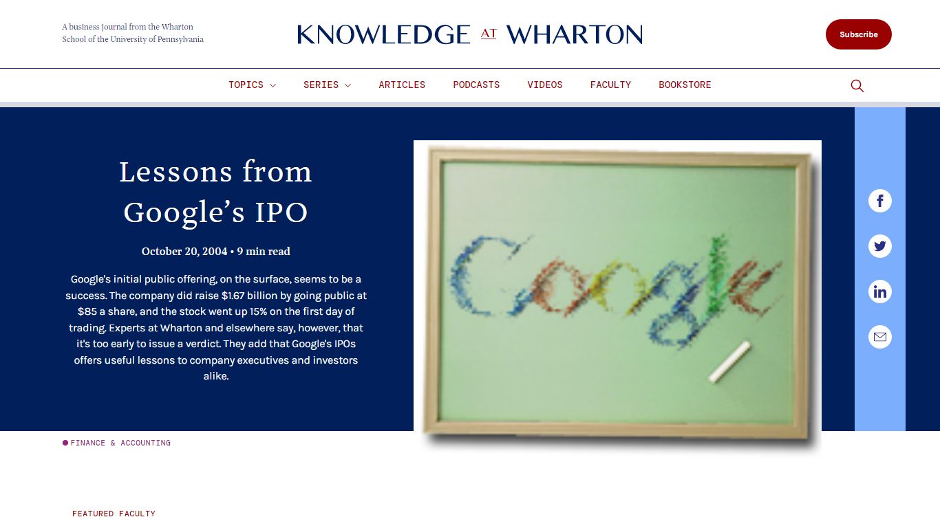 Lessons from Google's IPO - Knowledge at Wharton